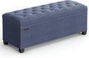 Storage Ottoman Bench with Lid & Legs – Tufted Linen Fabric, 660 lb Capacity