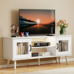 Mid-Century Modern TV Stand with LED Light — Fits up to 55"