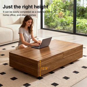 Expandable Coffee Table with Storage, 47.2"-81.8", Walnut