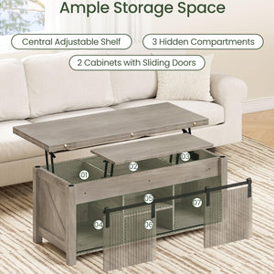Lift Top Coffee Table with Hidden Storage | 4-in-1 Convertible Farmhouse Design