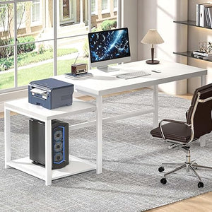 63-Inch Computer Desk with Printer Shelf & PC Tower Stand