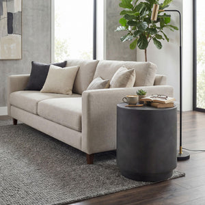 Round Concrete Finish Side Table with Adjustable Feet