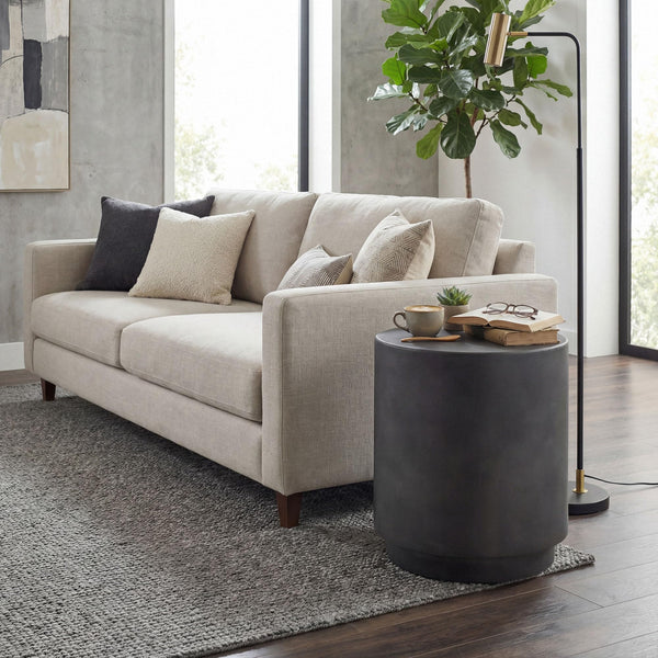 Round Concrete Finish Side Table with Adjustable Feet