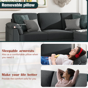 Convertible Sectional Sofa with Ottoman
