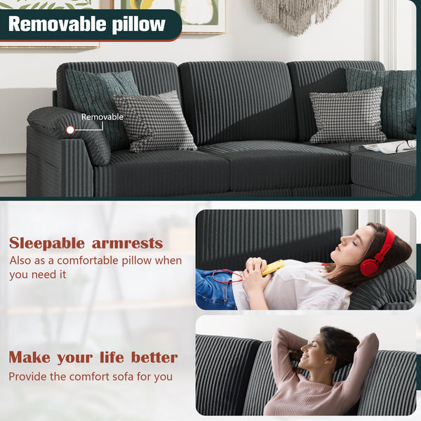 Convertible Sectional Sofa with Ottoman