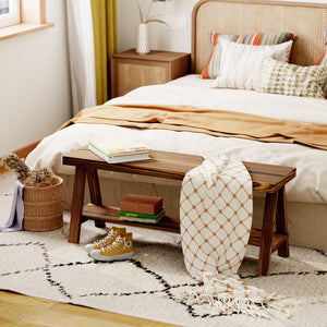 Farmhouse Wood Entryway Bench