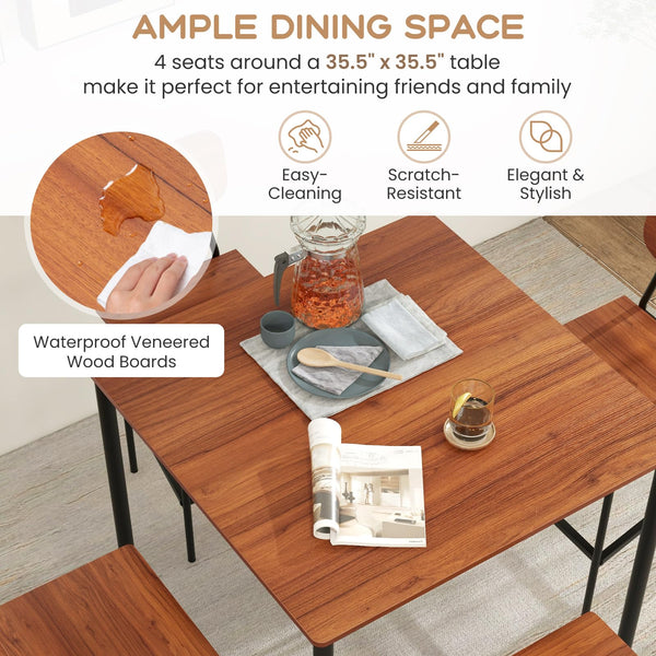 5-Piece Counter Height Dining Table Set with 4 Bar Stools