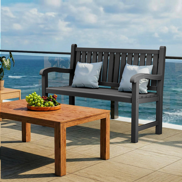 Outdoor Resin Garden Bench – 2-Person Weatherproof Patio Seat