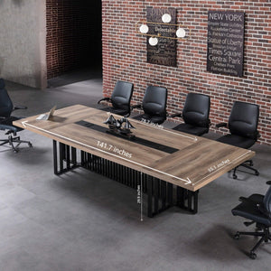 12ft Large Conference Table with 2" Thick Top & Metal Grid Base