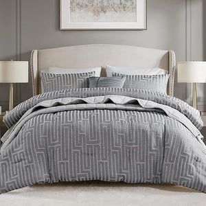 5-Piece Jacquard Comforter & Quilt Bedding Set – Queen, King, Cal King