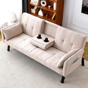 Convertible Velvet Futon Sofa Bed with Cup Holder