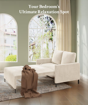 Convertible Loveseat Sofa Bed – Corduroy, 47.2", Cream