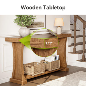 63-Inch 2-Tier Console Table with Storage Shelves