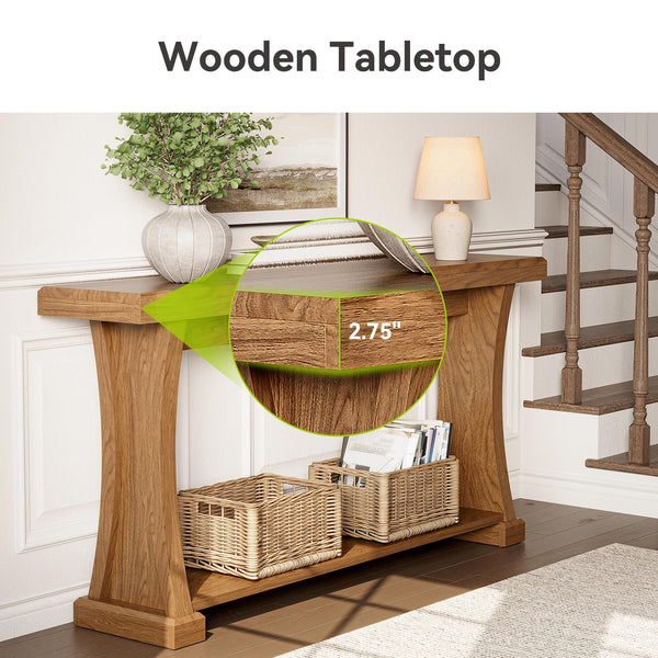 63-Inch 2-Tier Console Table with Storage Shelves