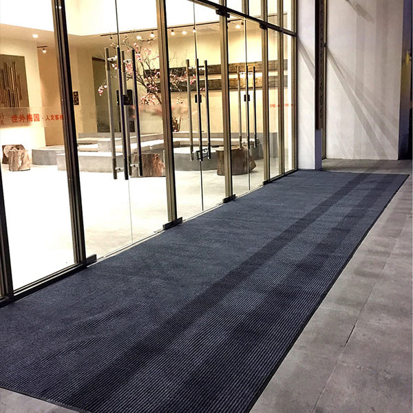 Commercial Entrance Runner Rug 3x10 Non-Slip Indoor Outdoor Grey