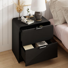 Modern 2-Drawer Nightstand with Curved Edges
