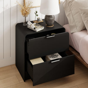 Modern 2-Drawer Nightstand with Curved Edges