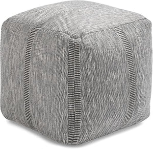 Square Pouf Ottoman Footrest – Cotton Polyester Floor Seating