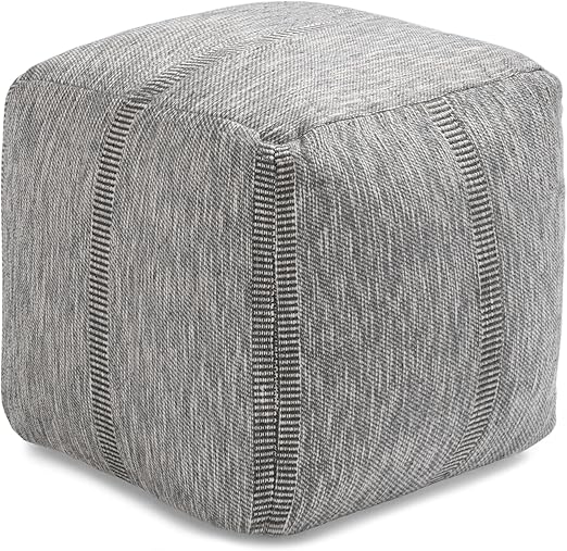 Square Pouf Ottoman Footrest – Cotton Polyester Floor Seating
