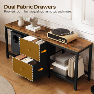 47-Inch TV Stand with 2 Fabric Drawers & Mesh Shelves – Fits TVs up to 55"
