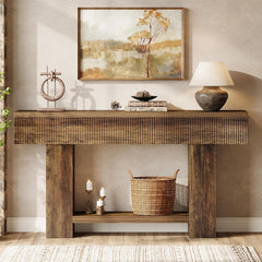 55-Inch Farmhouse Console Table with 2-Tier Storage