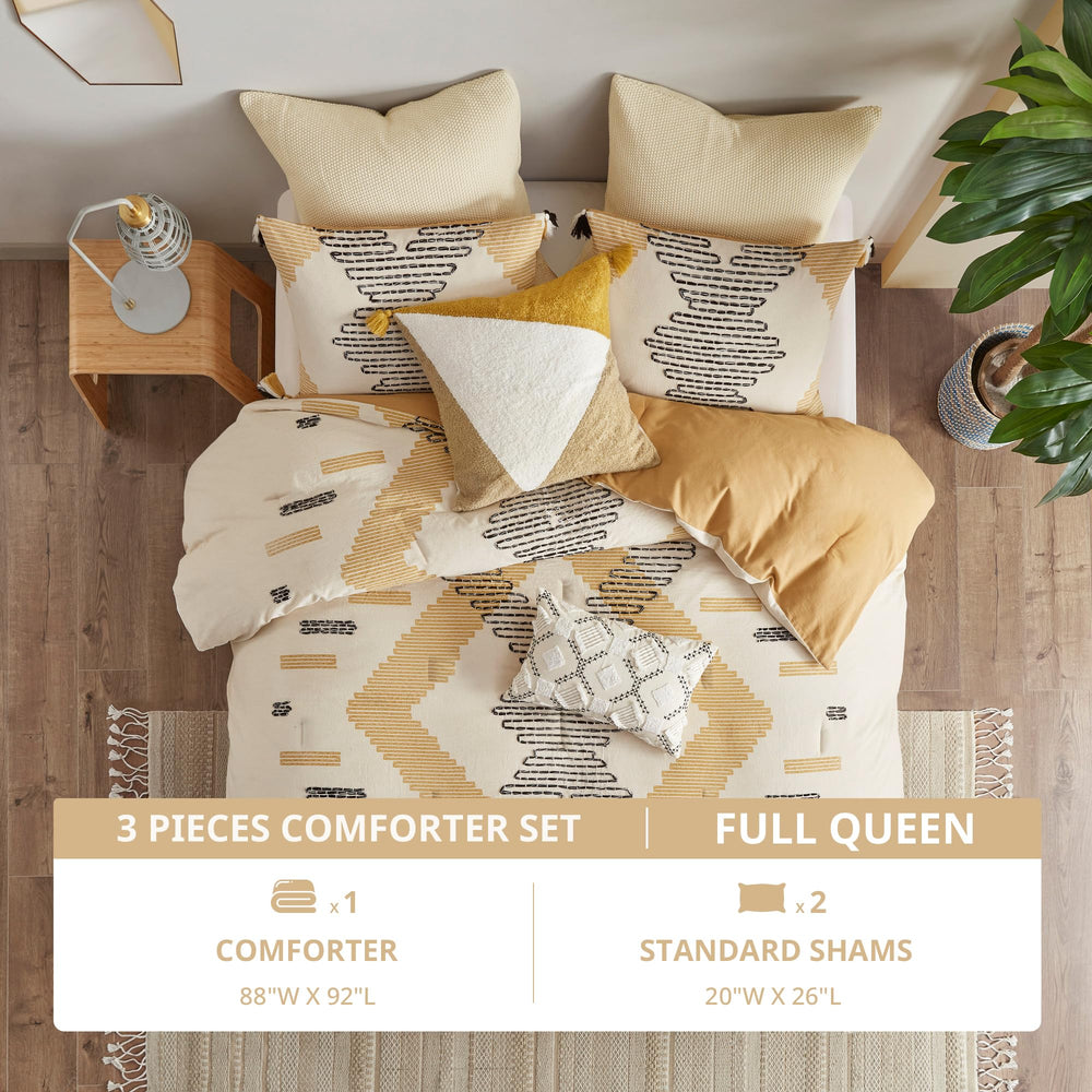 Boho Cotton Comforter Set – Full/Queen Geometric Bedding