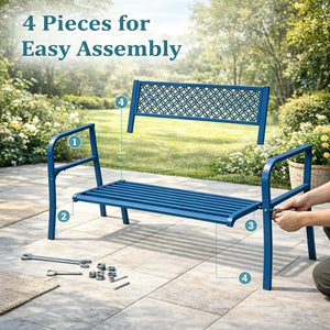 Outdoor Metal Garden Bench for 2