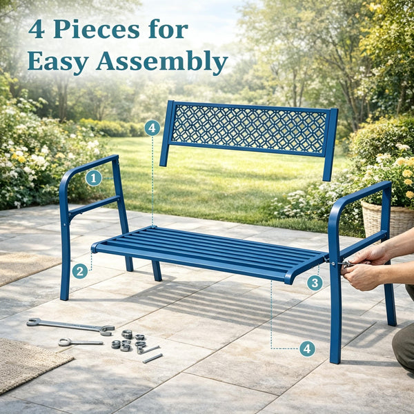 Outdoor Metal Garden Bench for 2