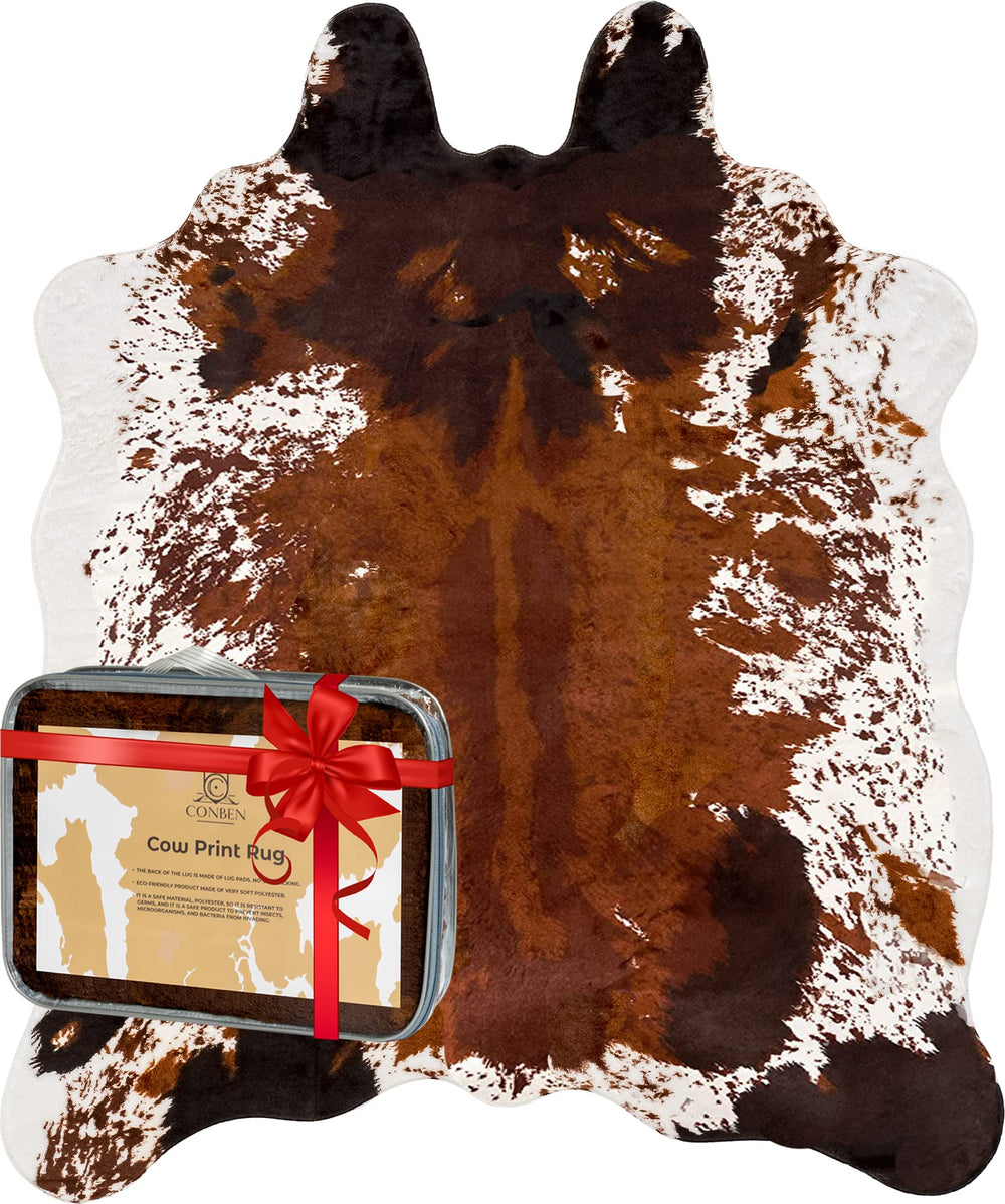 Semicircular Faux Cowhide Rug – Non-Slip Polyester Western Area Rug