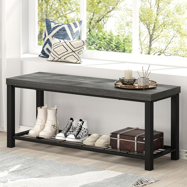 Entryway Storage Bench with Shoe Rack – 2-Tier & 3-Tier