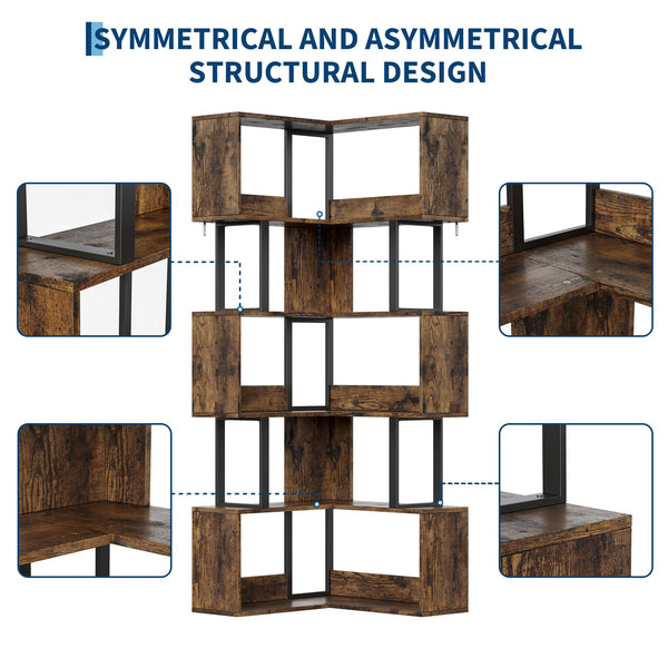 6-Tier L-Shaped Corner Bookshelf