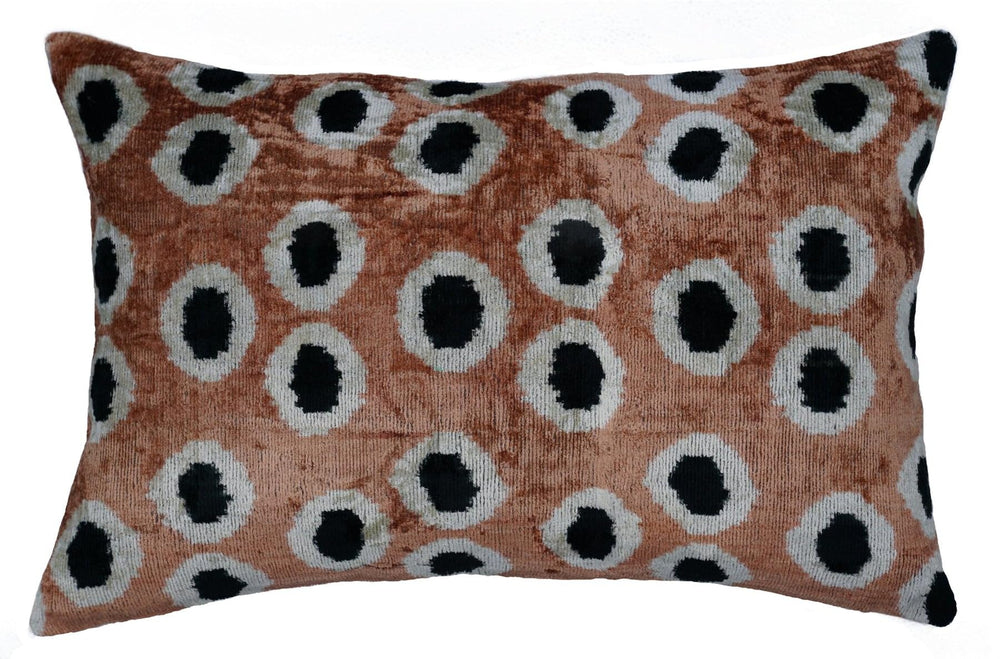Velvet Throw Pillow – Gold & Black Dot, 16x24"