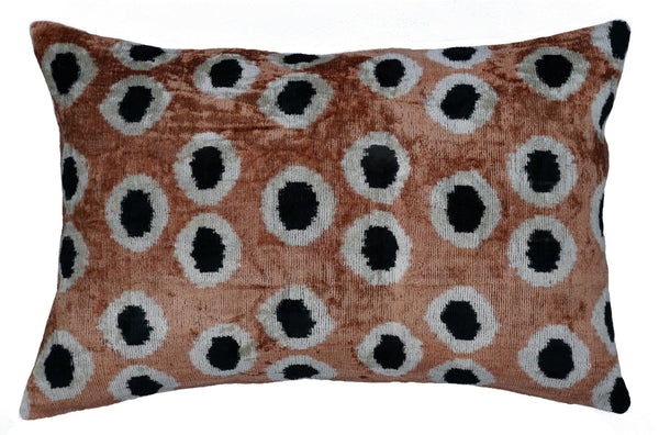 Velvet Throw Pillow – Gold & Black Dot, 16x24"
