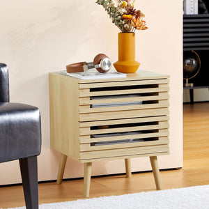 Boho Nightstand Set of 2 with Hollowed-Out Drawers