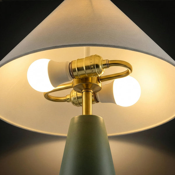 Dawn LED Table Lamp - Green Glass Modern Bedside Lamp