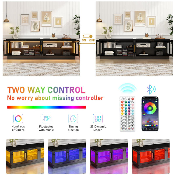 70.9" Modern LED TV Stand with RGB Lighting & Storage Cabinet