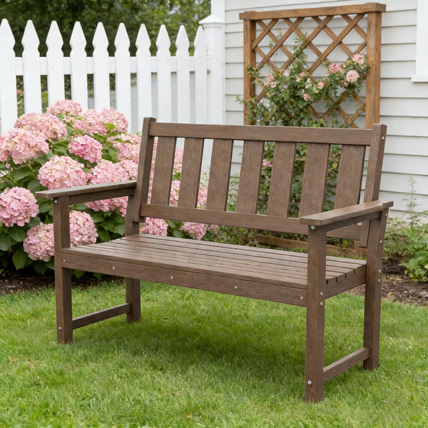 HDPE Outdoor Garden Bench – 2-Person Weatherproof Patio Bench