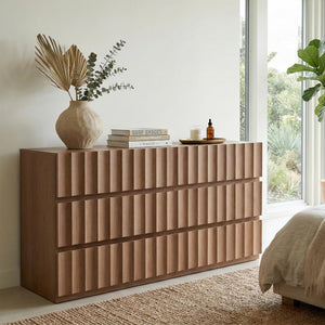 9-Drawer Wide Dresser with Fluted Design