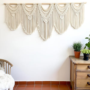 Extra Large Macrame Wall Hanging – 71"W x 32"H Boho Woven Tapestry