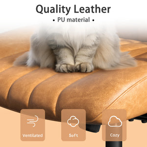 Leather Office Chair – Height Adjustable, Mid-Century Modern