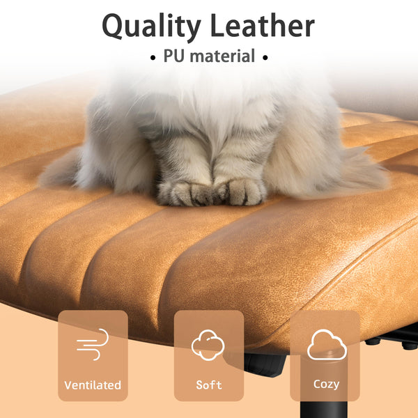 Leather Office Chair – Height Adjustable, Mid-Century Modern