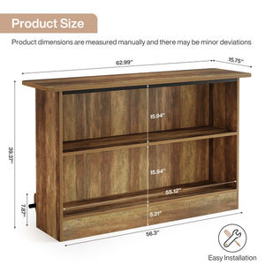 63-Inch 2-Tier Bar Table with Footrest