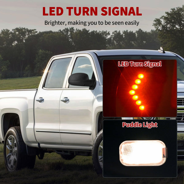 Power-Adjustable Folding Tow Mirrors with LED Turn Signal – Chevy/GMC Truck Pair