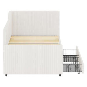 Twin L-Shaped Upholstered Daybed with Storage Drawers