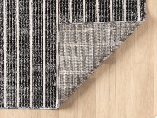 Striped Area Rug – Grey & Black