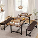 Extendable Dining Table Set with 2 Upholstered Benches – Seats 4 to 8