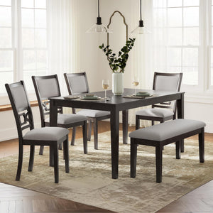 6-Piece Upholstered Dining Table Set with Bench