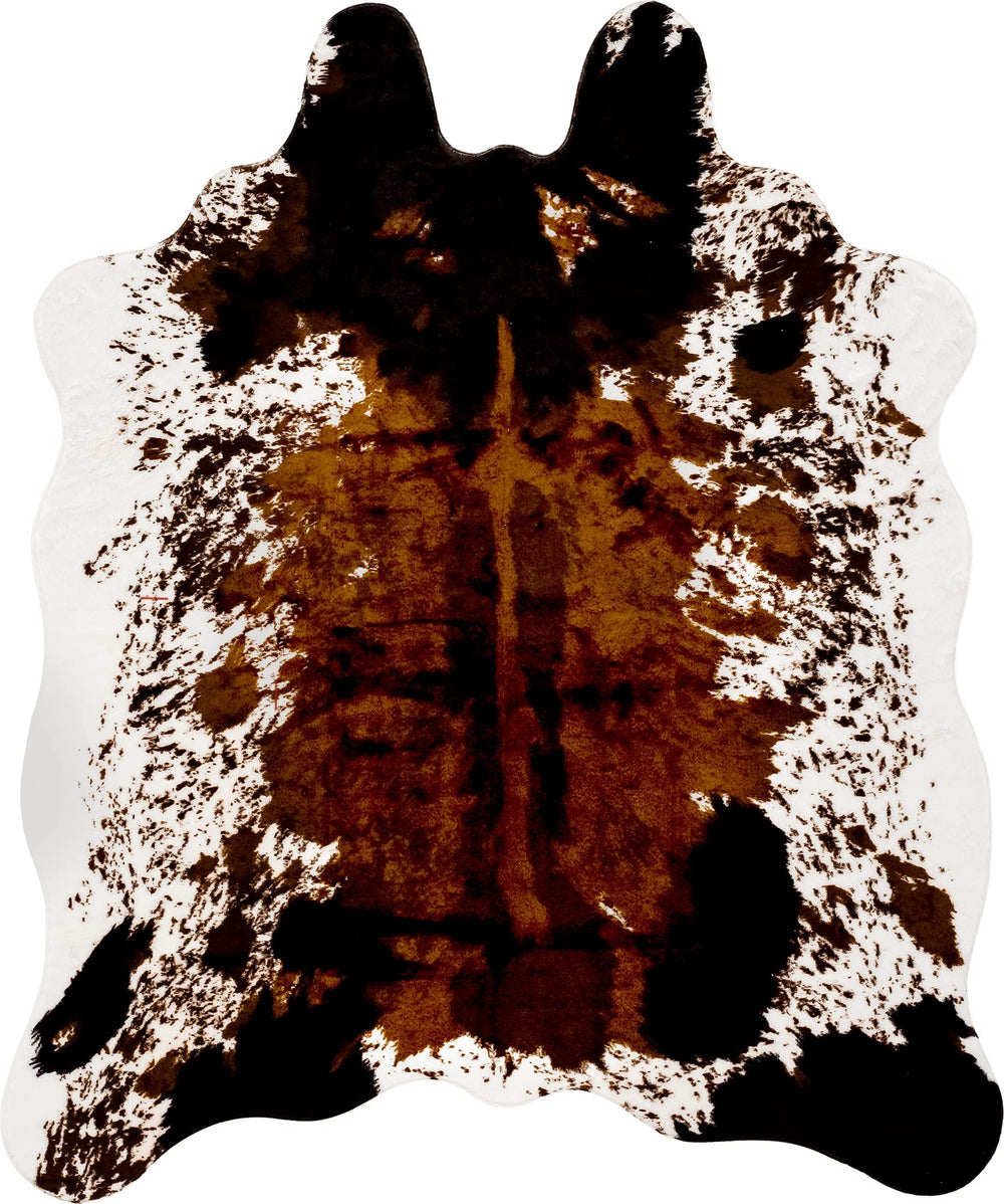 Semicircular Faux Cowhide Rug – Non-Slip Polyester Western Area Rug