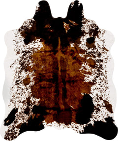 Semicircular Faux Cowhide Rug – Non-Slip Polyester Western Area Rug