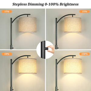 Dimmable Arc Floor Lamp with Linen Shade